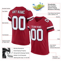 Load image into Gallery viewer, Custom Cardinal White-Black Mesh Authentic Football Jersey
