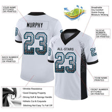 Load image into Gallery viewer, Custom White Black-Panther Blue Mesh Drift Fashion Football Jersey
