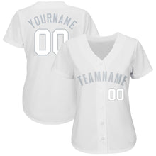 Load image into Gallery viewer, Custom White Gray Baseball Jersey
