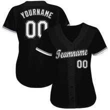 Load image into Gallery viewer, Custom Black White-Gray Baseball Jersey
