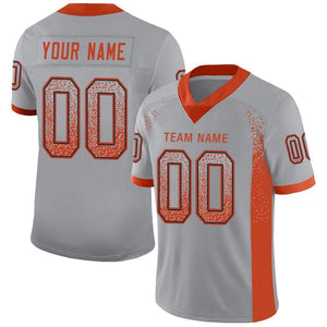 Custom Light Gray Orange-Navy Mesh Drift Fashion Football Jersey