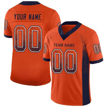 Load image into Gallery viewer, Custom Orange Navy-White Mesh Drift Fashion Football Jersey
