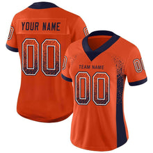 Load image into Gallery viewer, Custom Orange Navy-White Mesh Drift Fashion Football Jersey
