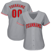Load image into Gallery viewer, Custom Gray Red-White Baseball Jersey
