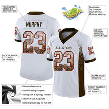 Load image into Gallery viewer, Custom White Brown-Orange Mesh Drift Fashion Football Jersey
