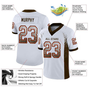 Custom White Brown-Orange Mesh Drift Fashion Football Jersey