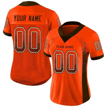 Custom Orange Brown-White Mesh Drift Fashion Football Jersey