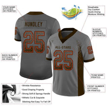Load image into Gallery viewer, Custom Gray Brown-Orange Mesh Drift Fashion Football Jersey

