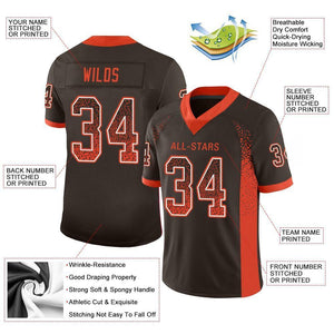 Custom Brown Orange-White Mesh Drift Fashion Football Jersey