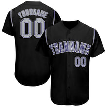 Load image into Gallery viewer, Custom Black Gray-Purple Baseball Jersey
