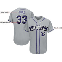 Laden Sie das Bild in den Galerie-Viewer, Custom Gray Purple-Black Baseball Jersey

