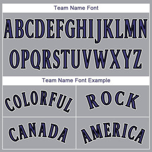 Custom Gray Purple-Black Baseball Jersey
