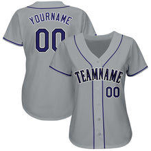 Laden Sie das Bild in den Galerie-Viewer, Custom Gray Purple-Black Baseball Jersey
