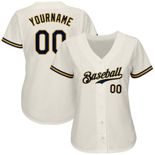 Загрузить изображение в средство просмотра галереи, Custom Cream Navy-Gold Authentic Baseball Jersey
