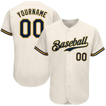 Загрузить изображение в средство просмотра галереи, Custom Cream Navy-Gold Authentic Baseball Jersey
