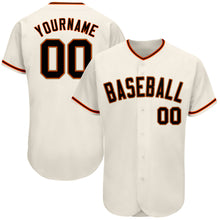 Load image into Gallery viewer, Custom Cream Black Orange-Old Gold Authentic Baseball Jersey
