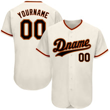 Load image into Gallery viewer, Custom Cream Black Orange-Old Gold Authentic Baseball Jersey

