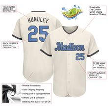 Load image into Gallery viewer, Custom Cream Light Blue-Steel Gray Authentic Father&#39;s Day Baseball Jersey
