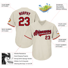 Load image into Gallery viewer, Custom Cream Red-Navy Authentic Throwback Rib-Knit Baseball Jersey Shirt
