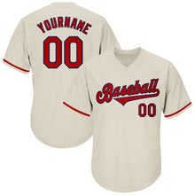 Load image into Gallery viewer, Custom Cream Red-Navy Authentic Throwback Rib-Knit Baseball Jersey Shirt

