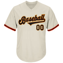 Load image into Gallery viewer, Custom Cream Black-Orange Authentic Throwback Rib-Knit Baseball Jersey Shirt
