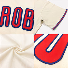 Charger l&#39;image dans la galerie, Custom Cream Red-Royal Authentic Throwback Rib-Knit Baseball Jersey Shirt

