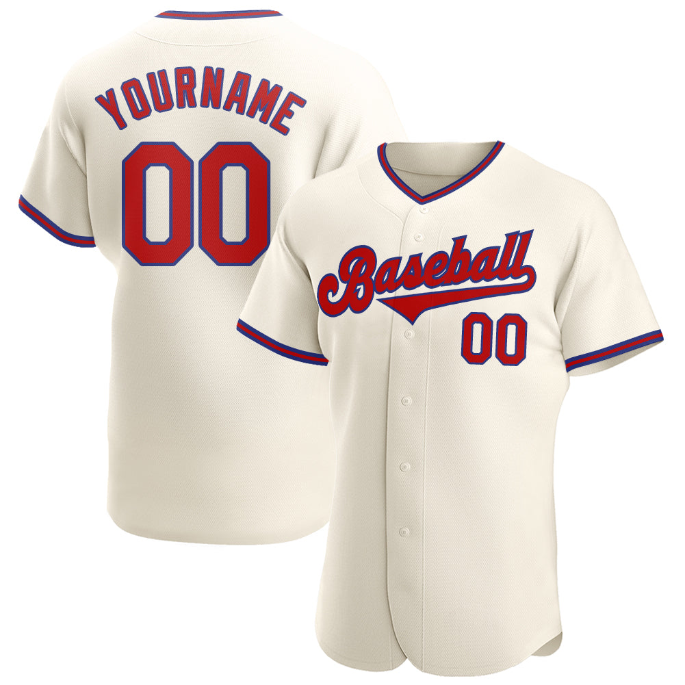 Sale Build Royal Baseball Authentic Cream Jersey Red – CustomJerseysPro