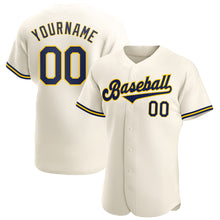 Load image into Gallery viewer, Custom Cream Navy-Gold Authentic Baseball Jersey
