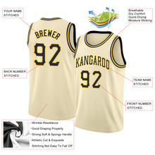 Laden Sie das Bild in den Galerie-Viewer, Custom Cream Navy-Gold Round Neck Rib-Knit Basketball Jersey
