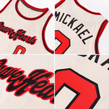 Load image into Gallery viewer, Custom Cream Red-Black Round Neck Rib-Knit Basketball Jersey
