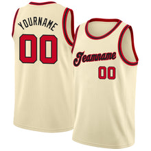 Load image into Gallery viewer, Custom Cream Red-Black Round Neck Rib-Knit Basketball Jersey
