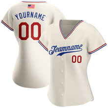 Загрузить изображение в средство просмотра галереи, Custom Cream Red-Royal Authentic American Flag Fashion Baseball Jersey
