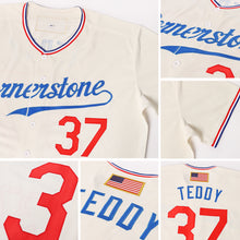 Загрузить изображение в средство просмотра галереи, Custom Cream Red-Royal Authentic American Flag Fashion Baseball Jersey
