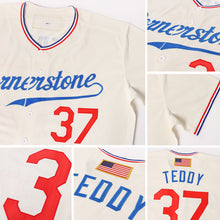 Laden Sie das Bild in den Galerie-Viewer, Custom Cream Red-Royal Authentic American Flag Fashion Baseball Jersey
