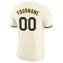 Load image into Gallery viewer, Custom Cream Navy-Gold Performance T-Shirt
