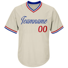Load image into Gallery viewer, Custom Cream Red-Royal Authentic Throwback Rib-Knit Baseball Jersey Shirt
