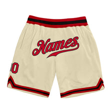 Load image into Gallery viewer, Custom Cream Red-Black Authentic Throwback Basketball Shorts
