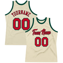 Load image into Gallery viewer, Custom Cream Red-Hunter Green Authentic Throwback Basketball Jersey
