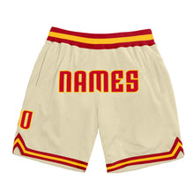 Load image into Gallery viewer, Custom Cream Red-Gold Authentic Throwback Basketball Shorts
