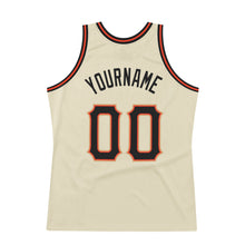Laden Sie das Bild in den Galerie-Viewer, Custom Cream Black-Orange Authentic Throwback Basketball Jersey
