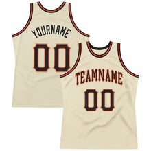 Laden Sie das Bild in den Galerie-Viewer, Custom Cream Black-Orange Authentic Throwback Basketball Jersey
