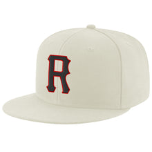 Load image into Gallery viewer, Custom Cream Black-Red Stitched Adjustable Snapback Hat
