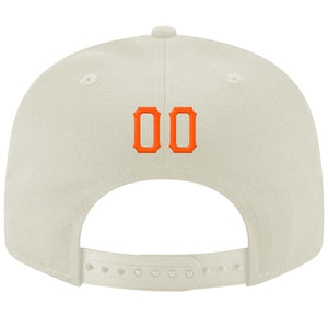 Custom Cream Orange-Black Stitched Adjustable Snapback Hat