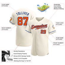 Load image into Gallery viewer, Custom Cream Orange-Royal Authentic Baseball Jersey
