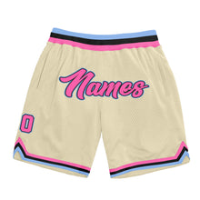 Load image into Gallery viewer, Custom Cream Pink-Light Blue Authentic Throwback Basketball Shorts
