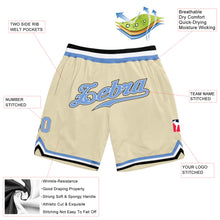 Laden Sie das Bild in den Galerie-Viewer, Custom Cream Light Blue-Black Authentic Throwback Basketball Shorts
