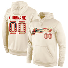 Load image into Gallery viewer, Custom Stitched Cream Vintage USA Flag-Red Sports Pullover Sweatshirt Hoodie
