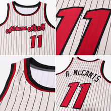 Load image into Gallery viewer, Custom Cream Black Pinstripe Maroon-Black Authentic Basketball Jersey
