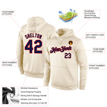 Load image into Gallery viewer, Custom Stitched Cream Navy-Red Sports Pullover Sweatshirt Hoodie
