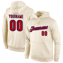Load image into Gallery viewer, Custom Stitched Cream Red-Royal Sports Pullover Sweatshirt Hoodie
